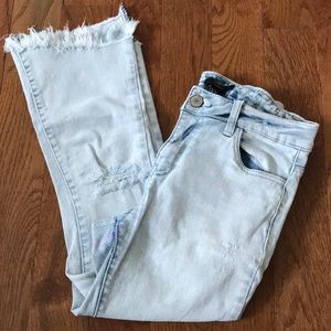 F21 cropped jeans with frayed hem